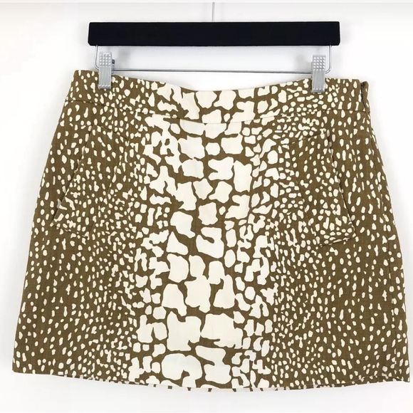 J. Crew Size 10 Python Print Mini Skirt in Tawny Olive Snake Animal Style #90964 - Picture 1 of 3